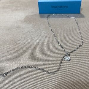 Touchstone Crystal Silver Necklace with Sparkling Pendant